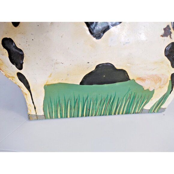 Vintage Hand Made Cow Tin Art Planter Box 12 1/2" long x 9" tall x 5.5" wide - Picture 7 of 14